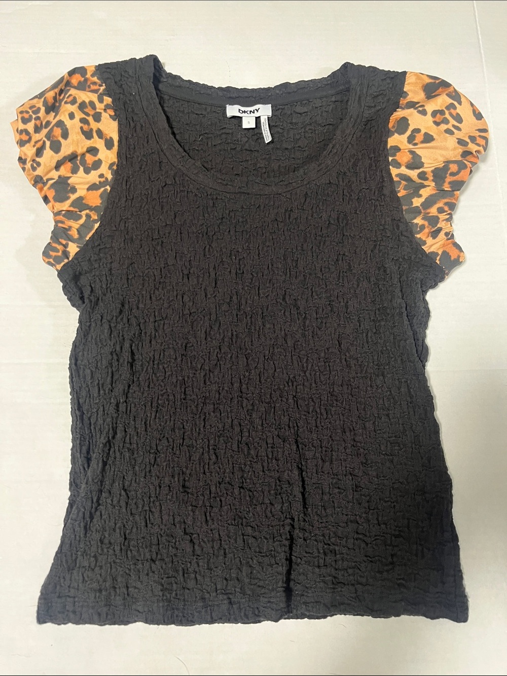 DKNY Leopard Puff Sleeve Top
